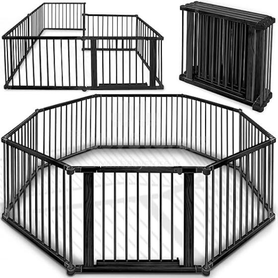 Kidu® Wood Playpen XXL  Art.237353 Black