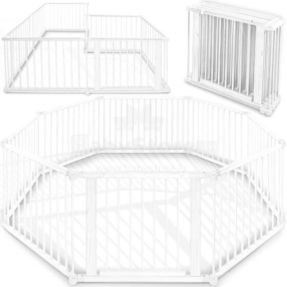 Kidu® Wood Playpen XXL  Art.237354 White
