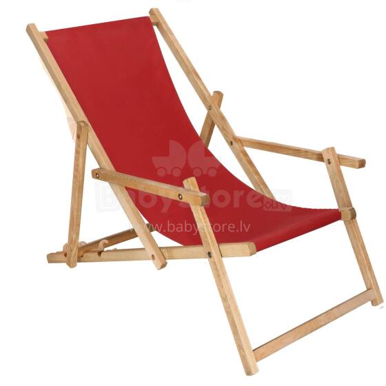 Folding garden deckchair with armrests Springos DC006 OXFORD12 burgundy