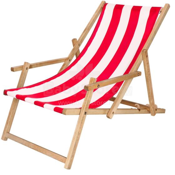Springos DC006 DSWLR folding garden chair, impregnated, red-white fabric