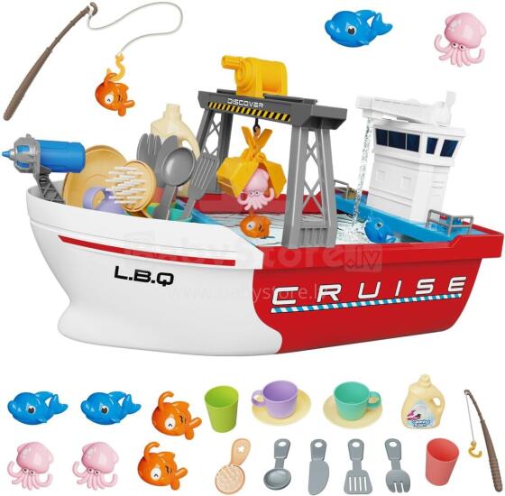 Fisca Bathtub Boat Toy with Mini Fish and Tools Art.237561