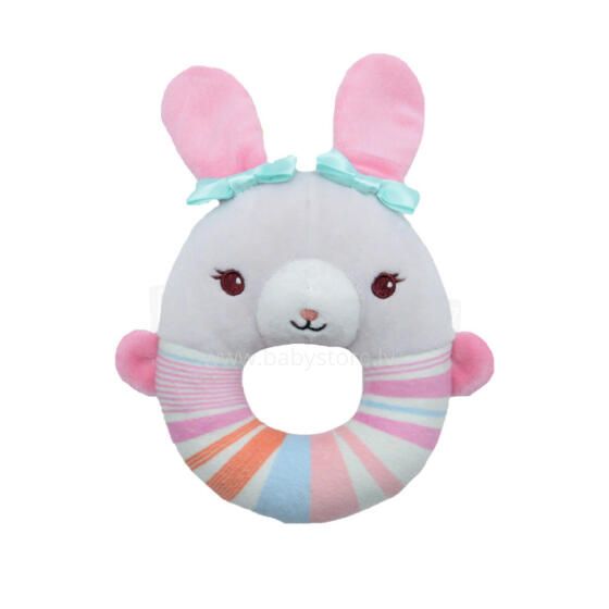 AXIOM 9472 Rattle Bunny pink with blue bows 12 cm