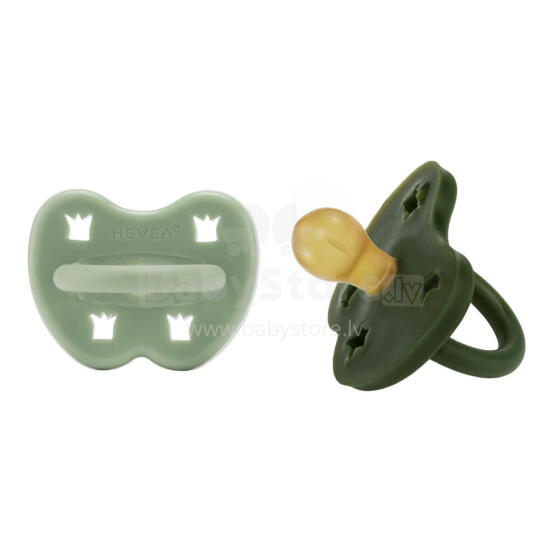 Hevea Natural Rubber Pacifier Round Art.239423 Moss Green/Deep Forest Natural anatomical 3-36 month