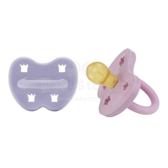Hevea Natural Rubber Pacifier Round Art.239424 Dusty Violet/Orchid Anatomiskā/ortopēdiskā lateksa māneklītis 3-36 mēn,2 gab