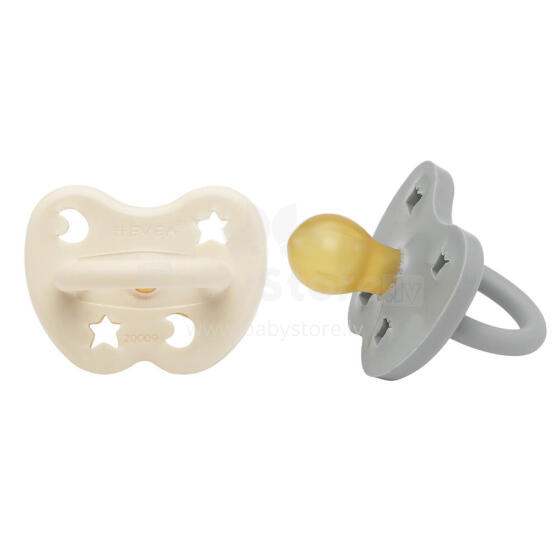 Hevea Natural Rubber Pacifier Round Art.239428 Milky White/Grey  Natural anatomical 3-36 month