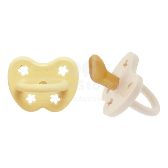 Hevea Natural Rubber Pacifier Anatomical Art.239433 Pale Butter/Milky White Anatomiskā/ortopēdiskā lateksa māneklītis 3-36 mēn,2 gab