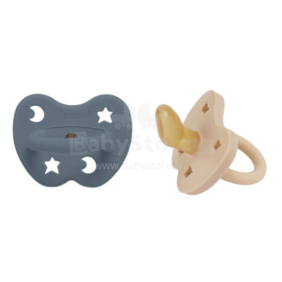Hevea Natural Rubber Pacifier Anatomical Art.239436 Sand/Ocean Blue  Anatomiskā/ortopēdiskā lateksa māneklītis 3-36 mēn,2 gab