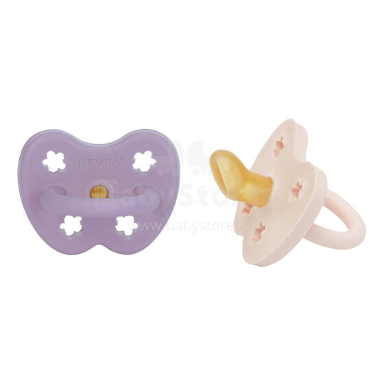 Hevea Natural Rubber Pacifier Anatomical Art.239438 Powder Pink/lavender  Anatomiskā/ortopēdiskā lateksa māneklītis 3-36 mēn,2 gab