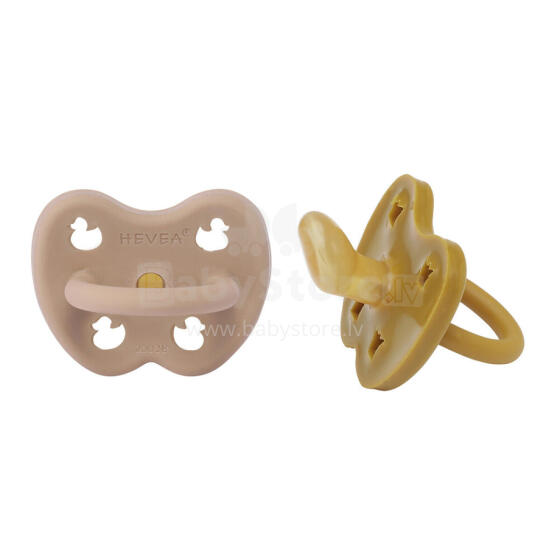 Hevea Natural Rubber Pacifier Anatomical Art.239439 Golden Honey/Tan Beige  Anatomiskā/ortopēdiskā lateksa māneklītis 3-36 mēn,2 gab