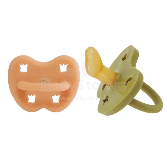 Hevea Natural Rubber Pacifier Anatomical Art.239439 Avocado/Apricot  Anatomiskā/ortopēdiskā lateksa māneklītis 3-36 mēn,2 gab