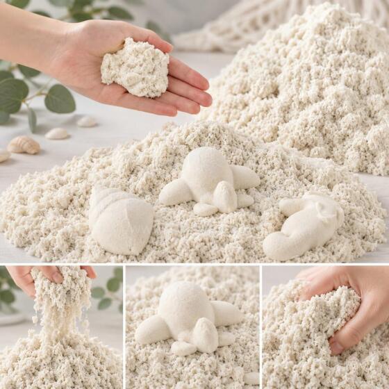 Bebe Basic Kinetic Super Sand Art.KX9568_9  Кинетичекий песок для лепки белого цвета  (1кг)