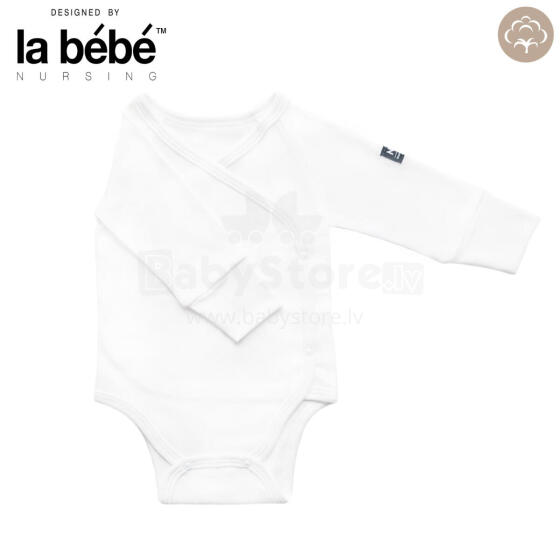 La Bebe™ NO Baby Body Art.239963 White 100% soft cotton long sleeve bodysuit