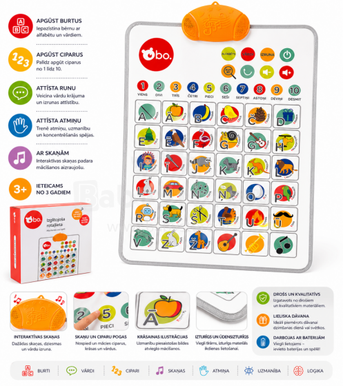 Bo Alphabet LV Art.240125 Educational toy - Alphabet playmat (Latvian lang.)