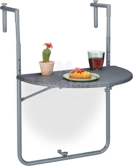 Relaxdays Folding Balcony Hanging Table Art.240629 Adjustable 2 Drink Holders Railing Table Grey