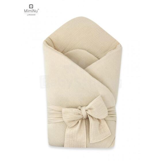 KIECZMERSKI Baby wrap with bow MUSLIN 100% cotton warm beige