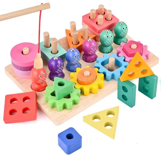 Wooderma Montessori Toy 3 in 1 Art.241381 Koka puzle Montessori