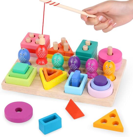 Montessori Toy 3 in 1 Art.241383 Koka puzle Montessori