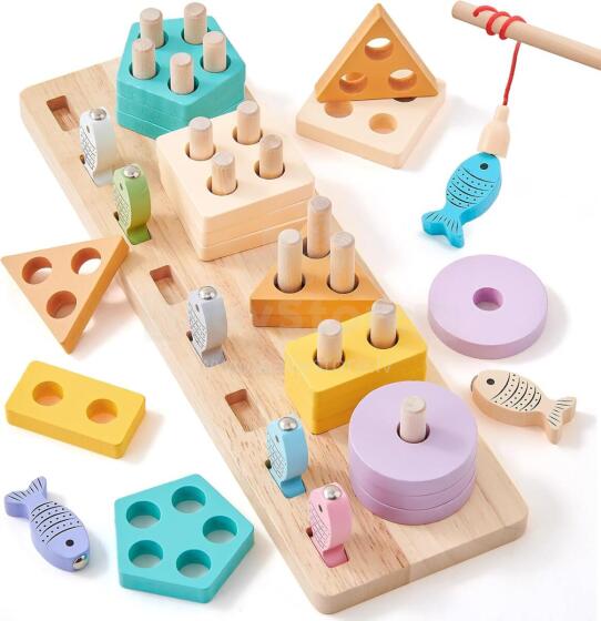 Atoylink Montessori Toy 3 in 1 Art.241383 Koka puzle Montessori