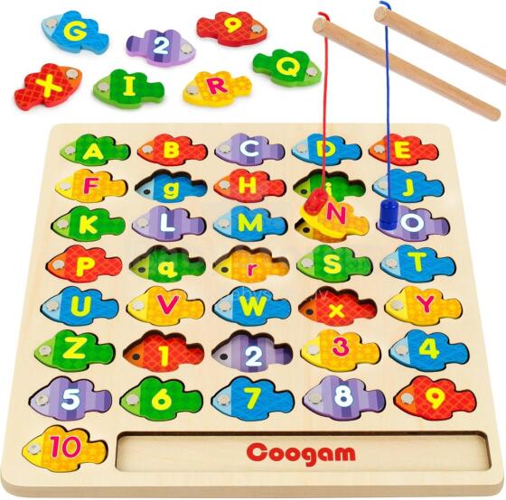 Coogam Magnetic Alphabet Numbers Fishing Game Art.241386 Koka puzle Montessori Abēce
