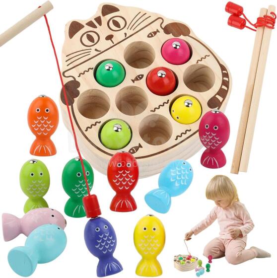 Ukofew Magnetic Fishing Game  Art.241408 Деревянный пазл/рыбалка с магнитами