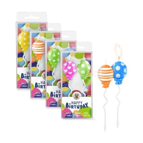 Birthday Fun - mini stick candle balloons, set of 2, 4 assorted