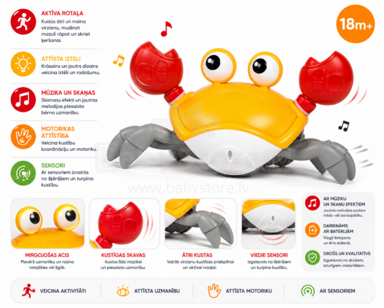 Bo Crab Art.242526 Fun Moving Toy - Running Crab