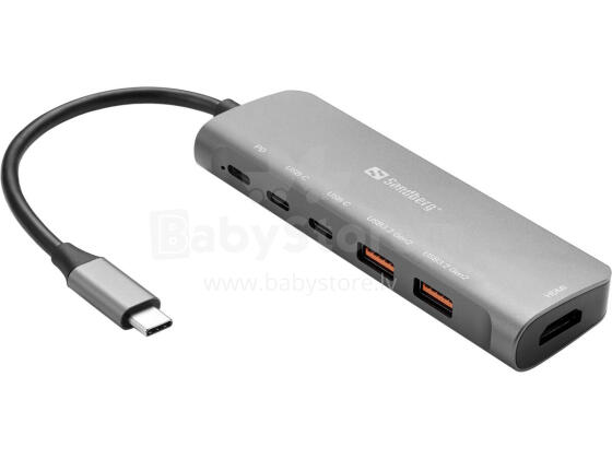 Sandberg 136-65 USB-C Dock HDMI+2xA+2xC+PD100W