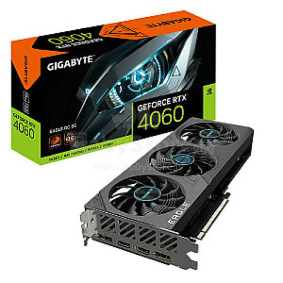 Graphics Card GIGABYTE NVIDIA GeForce RTX 4060 8 GB GDDR6 128 bit PCIE 4.0 16x Dual Slot Fansink 2xHDMI 2xDisplayPort GV-N4060EAGLEOC-8GD
