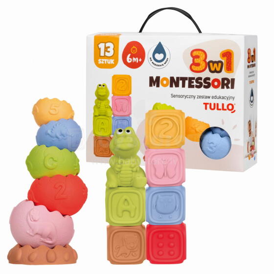 TULLO 612 Sensory blocks, sensory pyramid, animal - Montessori educational set 13 pcs.