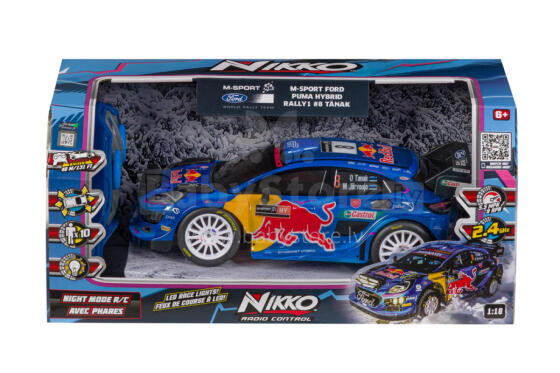 NIKKO RC Automašīna Night Mode - 2023 M-Sport Ford Puma Hybrid Rally1 #8 Tanak, mērogs 1:18