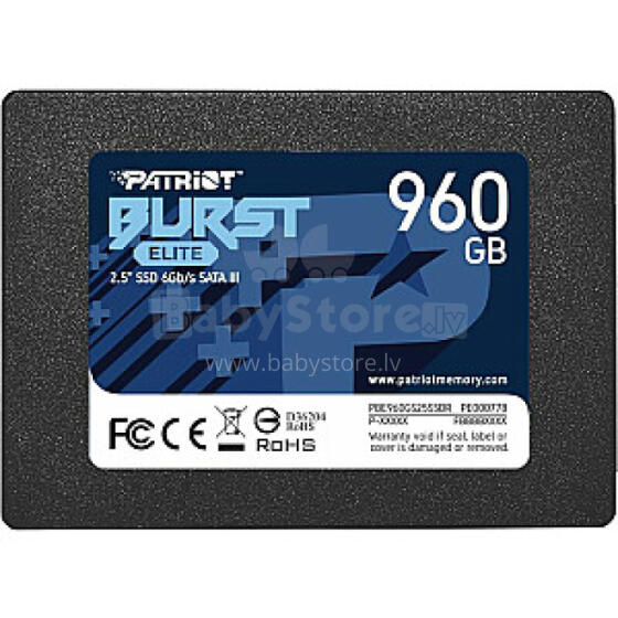 Patriot Burst Elite 960 GB 2,5 collu SATA III SSD (PBE960GS25SSDR)