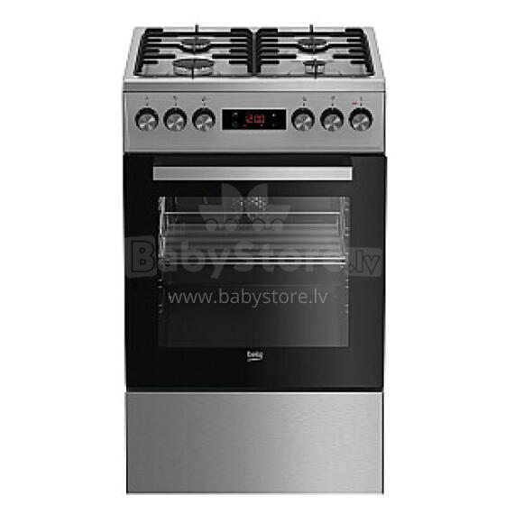 Beko plīts FSE52320DXD brīvi stāvoša gāzes plīts melna, nerūsējošais tērauds A