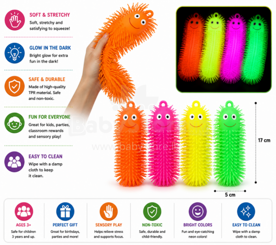 I-Toys Antistress Stretchy Capillar Led Art.244858 Glowing Caterpillar Stress Reliever Toy