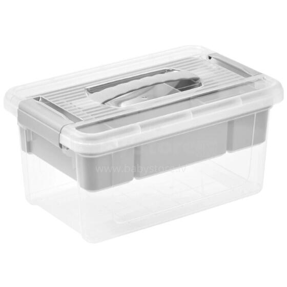 Box with lid and organizer Henri 19x29x14cm 5L light gray/transparent