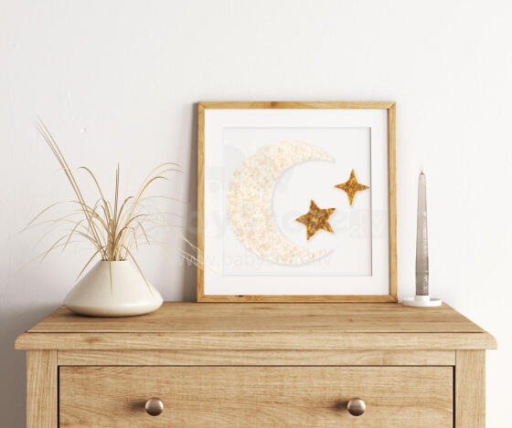 Room Accesories Art.246383 Decorative wall art in frame  "Moon" – fluffy textile panel for kids' room