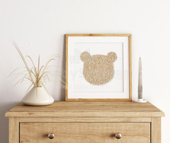Room Accesories Art.246386 Decorative wall art in frame "Mini teddy bear" – fluffy textile panel for kids' room