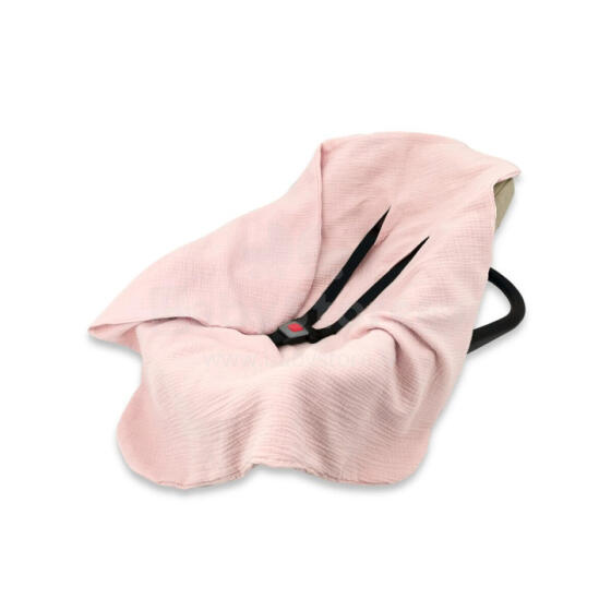 KIECZMERSKI Muslin wrap - blanket for baby carrier, bucket seat 75x75 cm MUSLIN 100% cotton powder pink
