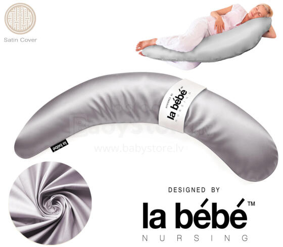 La Bebe™ Moon Satin Maternity Pillow  Art.246530  Liels spilvens grūtniecēm ar memory putām (īpaši mīksts un kluss pildījums, kas pielagojas ķermenim) 195cm