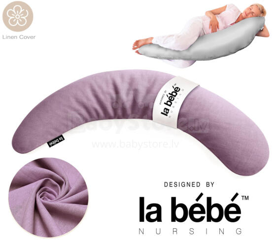La Bebe™ Moon Linen Maternity Pillow  Art.246539  Liels spilvens grūtniecēm ar memory putām (īpaši mīksts un kluss pildījums, kas pielagojas ķermenim) 195cm