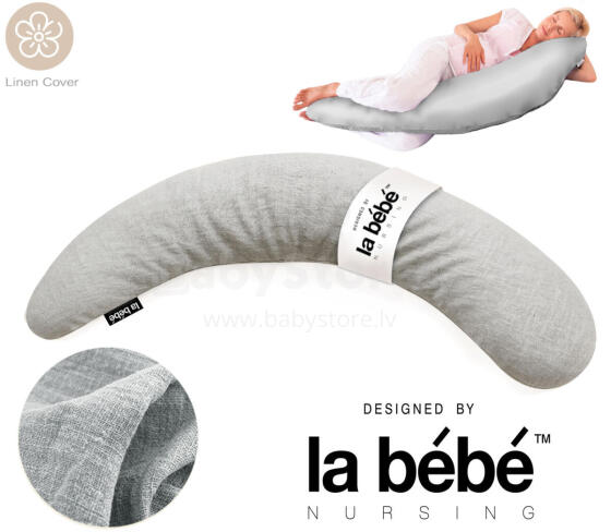 La Bebe™ Moon Linen Maternity Pillow  Art.246541  Liels spilvens grūtniecēm ar memory putām (īpaši mīksts un kluss pildījums, kas pielagojas ķermenim) 195cm