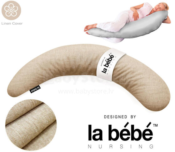 La Bebe™ Moon Linen Maternity Pillow  Art.246542  Liels spilvens grūtniecēm ar memory putām (īpaši mīksts un kluss pildījums, kas pielagojas ķermenim) 195cm