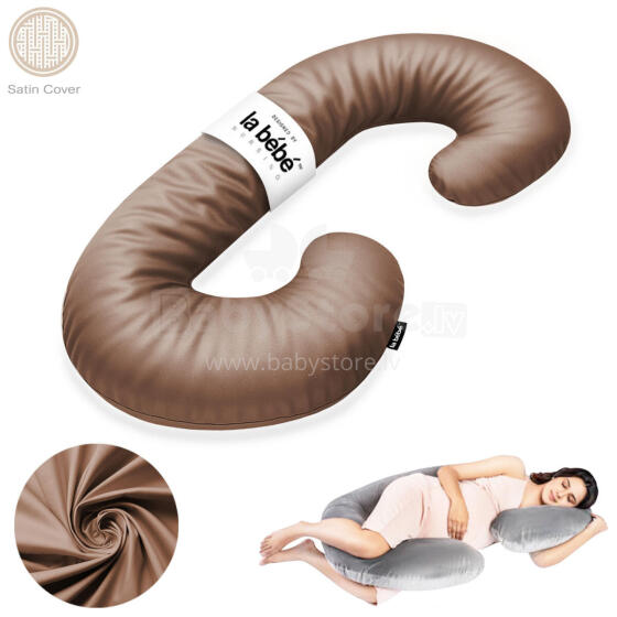La Bebe™ Maternity Satin Pillow Sì - Duo Art.246556 Satin fabric, brown. Multifunctional maternity pillow with memory foam filling