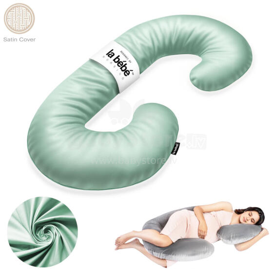 La Bebe™ Maternity Satin Pillow Sì - Duo Art.246559 Satin fabric, Pale green. Multifunctional maternity pillow with memory foam filling