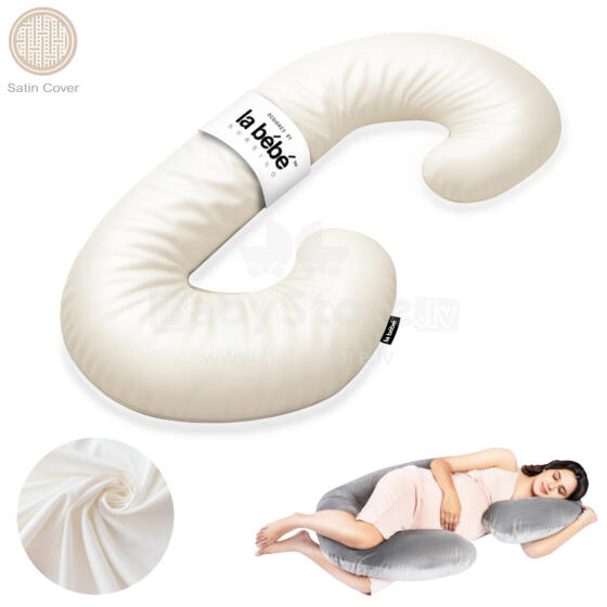 La Bebe™ Maternity Satin Pillow Sì - Duo Art. Art.246561 Satīna audums, balts. Daudzfunkcionāls spilvens/pakavs grūtniecēm, ar memory foam