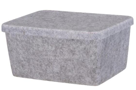 4Living Storage box Candy felt with lid grey 32x24x16 cm