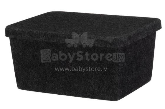 4Living Storage box Candy felt with lid dark grey 32x24x16 cm