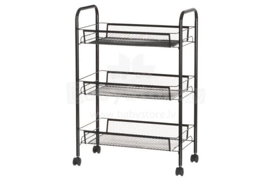 4Living Storage cart Mesh 3-layers with wheels black