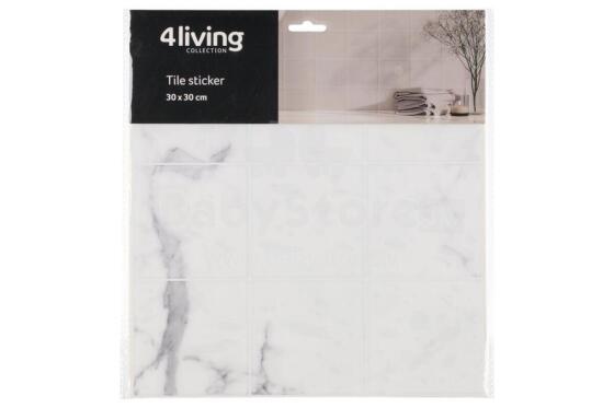 4Living Tile sticker marble design square white 30x30 cm
