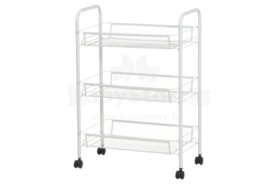 4Living Storage cart Mesh 3-layers with wheels white