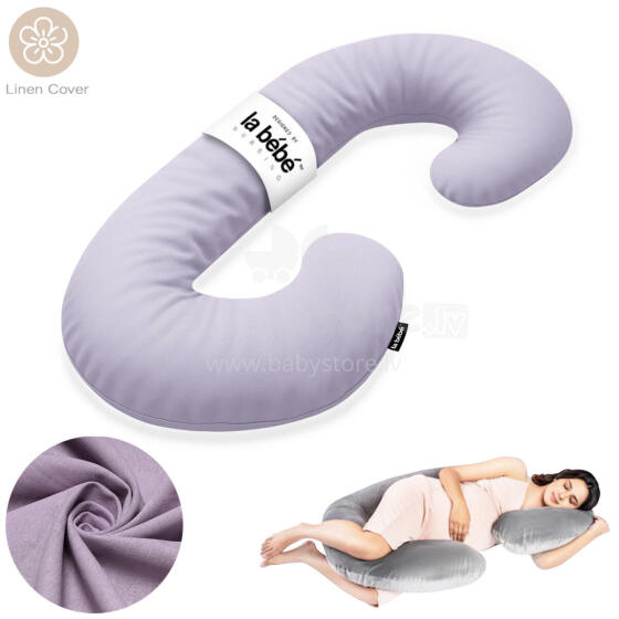 La Bebe™ Maternity Pillow Sì - Duo Art.246550 Linen fabric, lilac. Multifunctional maternity pillow with memory foam filling